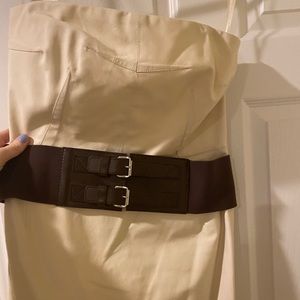 strapless off-white Michael Kors dress with belt